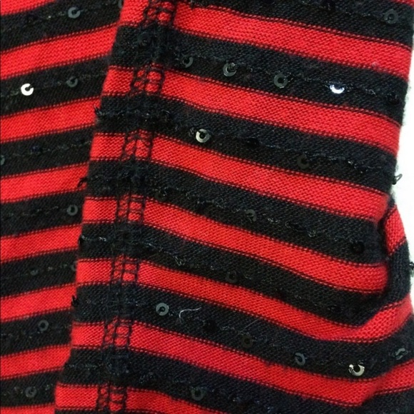 EXPRESS Red & Black Striped Sequin scoop Back Bodycon Dress - Picture 7 of 11